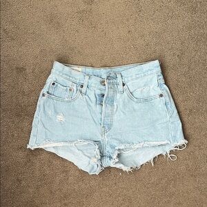Levi's Light Blue Ripped Jean Shorts